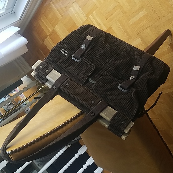 Diesel Vintage RARE Brown Corduroy Cargo Boho Shoulder Tote Bag - Picture 16 of 16